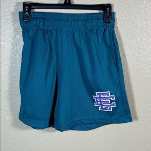 Eric Emanuel Teal Athletic Mesh Shorts with Embroidered Logo